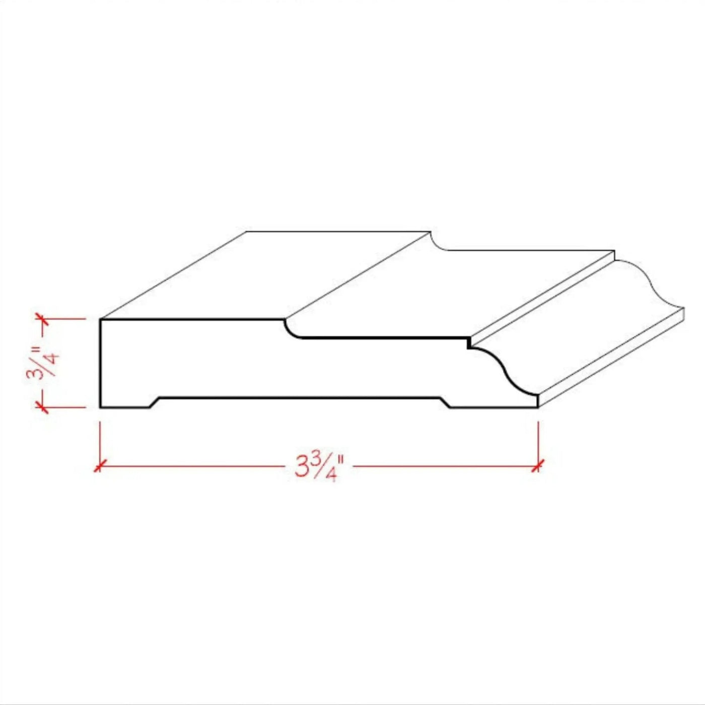 EWCA27 Colonial Casing 3-3/4" wide x 3/4" Trim. Unfinished Moulding by NewMouldings