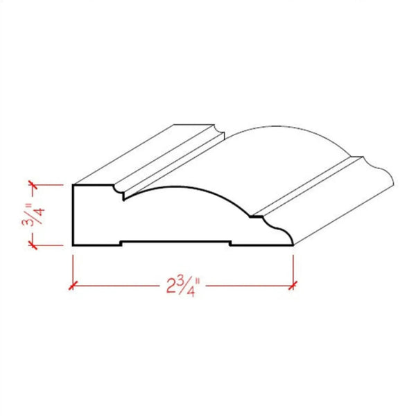 EWCA32 Transitional Casing Trim 2-3/4" wide x 3/4" Unfinished, photo 2 of 6