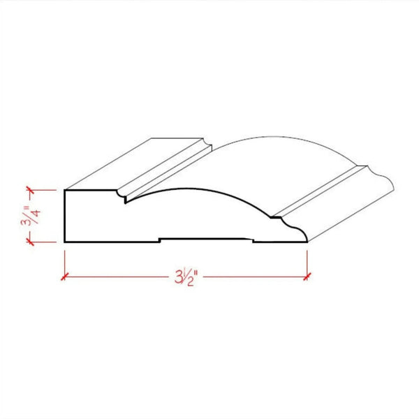 EWCA33 Transitional Casing Trim 3-1/2" wide x 3/4" Unfinished, photo 2 of 7