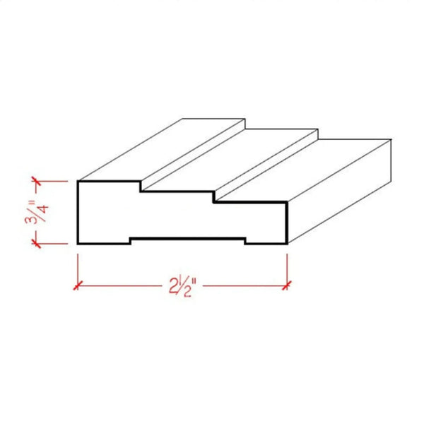 EWCA34 Contemporary 2-1/2" wide x 3/4" Stepped Casing. Unfinished Trim, photo 2 of 7