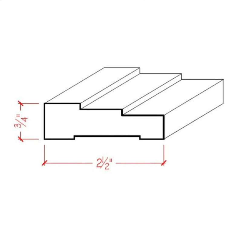 EWCA34 Contemporary 2-1/2" wide x 3/4" Stepped Casing. Unfinished Trim by NewMouldings