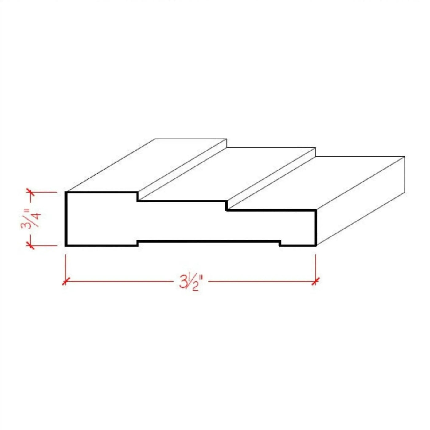 EWCA35 Contemporary 3-1/2" wide x 3/4" Stepped Casing. Unfinished Trim by NewMouldings