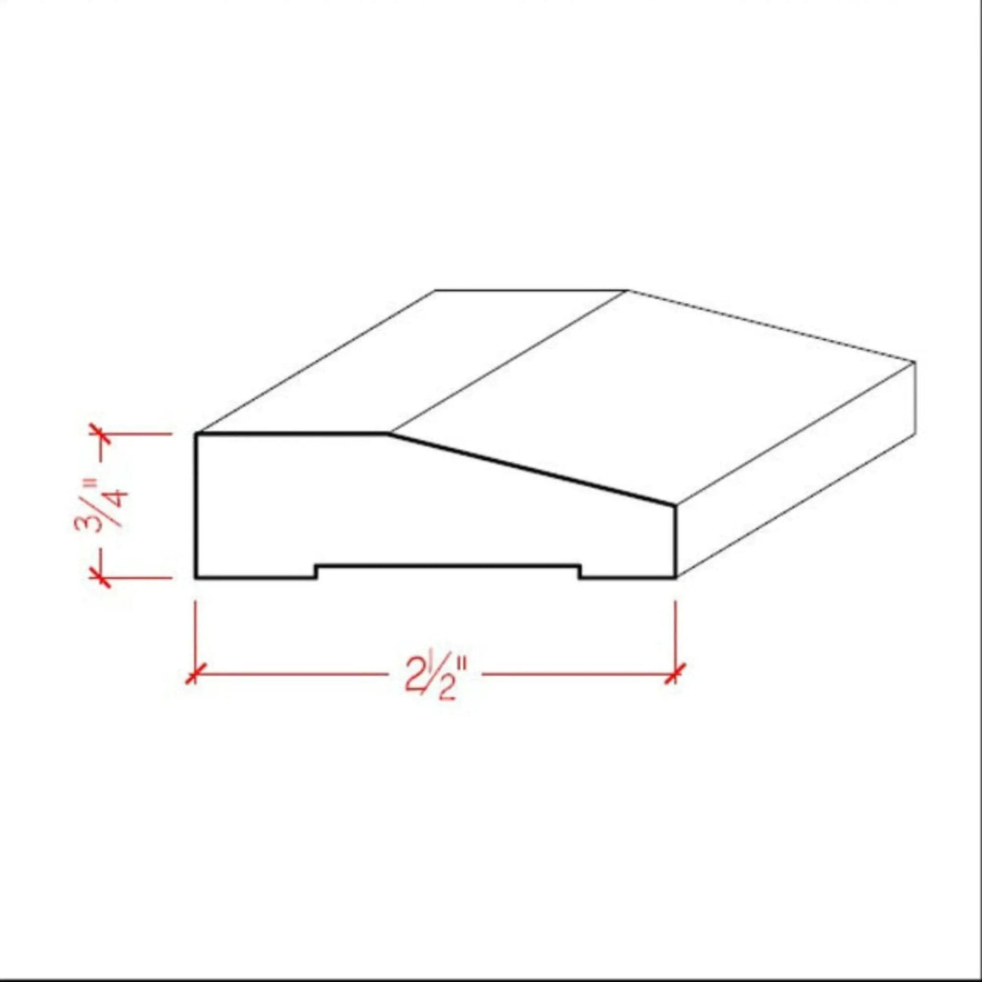 EWCA41 Beveled Modern Casing 2-1/2" wide x 3/4" Contemporary Unfinished Trim by NewMouldings