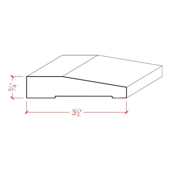 EWCA42 Contemporary 3-1/2" wide x 3/4" Beveled Casing. Unfinished Trim, photo 2 of 6