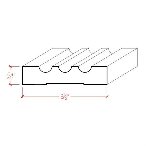 EWCA46 Fluted 3-1/2" wide x 3/4" Casing. Unfinished Trim, photo 2 of 7