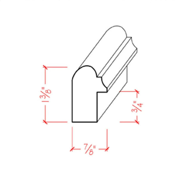 EWCB13 Casing Back Band 1-3/8" Tall x 7/8" Trim Moulding. Unfinished, photo 2 of 8