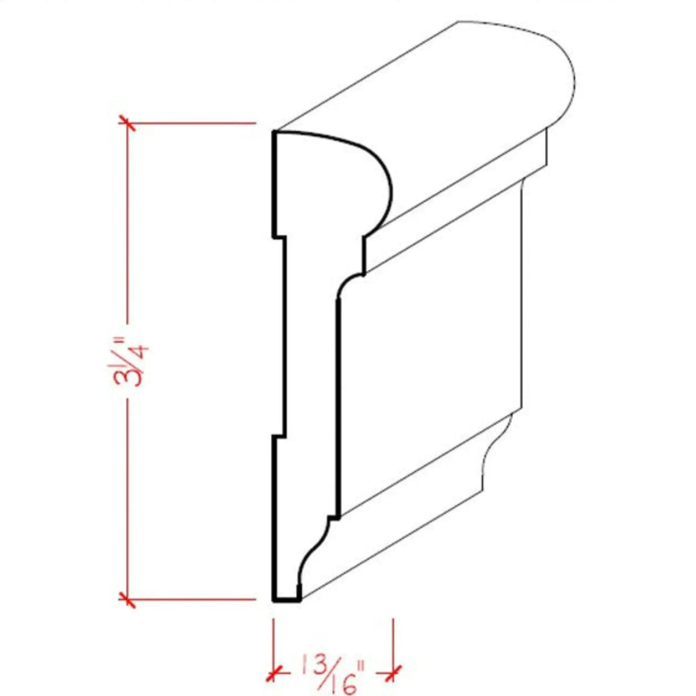 EWCH17 Colonial Chair Rail 3-1/4" Tall x 13/16" Moulding. Unfinished by NewMouldings