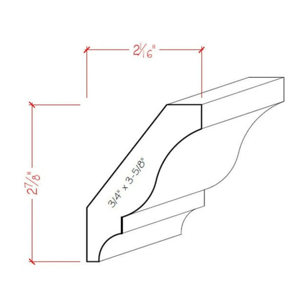 EWCR12 Crown 3/4" x 3-5/8" Unfinished 2-7/8" High x 2" Deep, photo 2 of 16