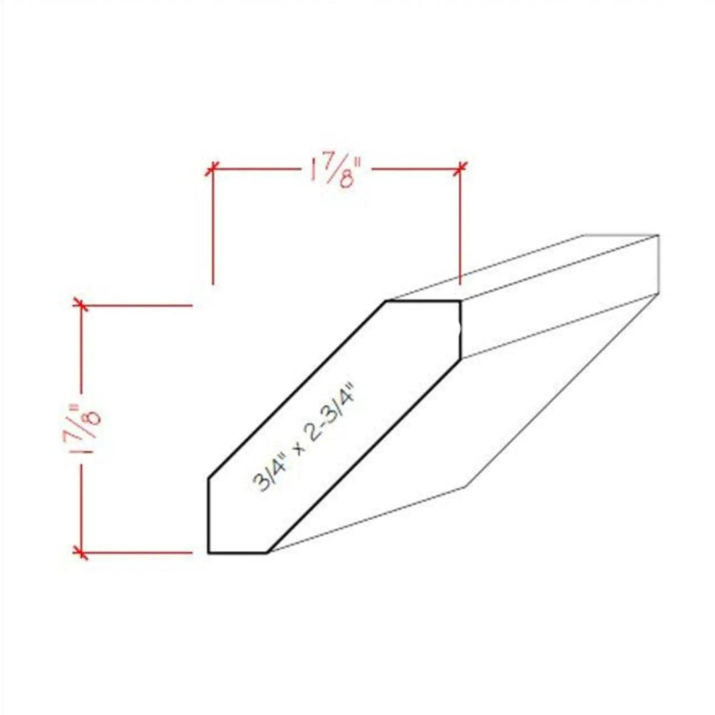 EWCR37 Crown 3/4" x 2-3/4" Unfinished 1-7/8" High x 1-7/8" Deep by NewMouldings