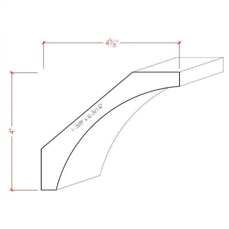 EWCR41 Cove Crown 1-3/8" x 6-3/16 Unfinished 4" High x 4-5/8" Deep by NewMouldings