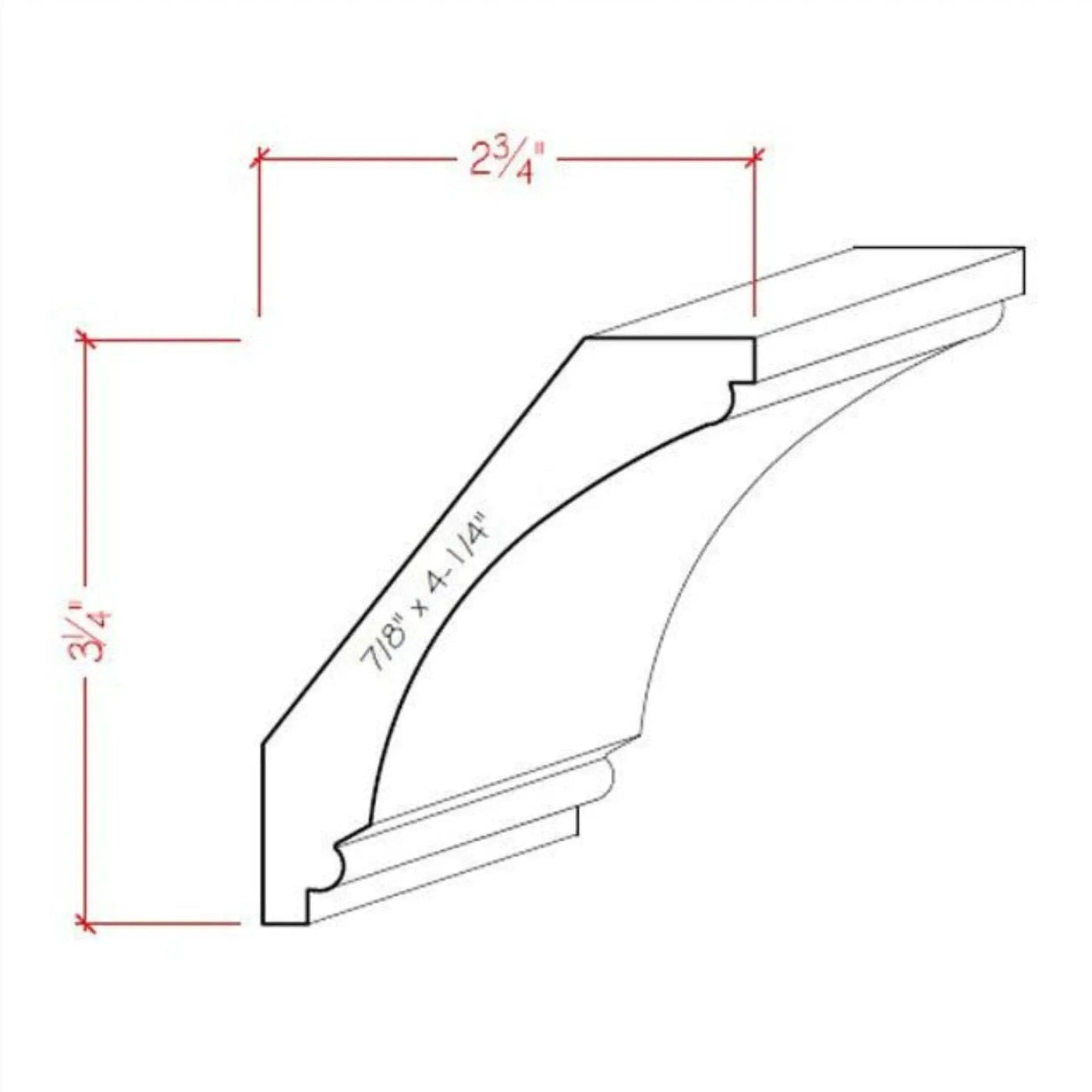 EWCR43 Cove Crown 7/8" x 4-1/4" Unfinished 3-1/4" High x 2-3/4" Deep by NewMouldings