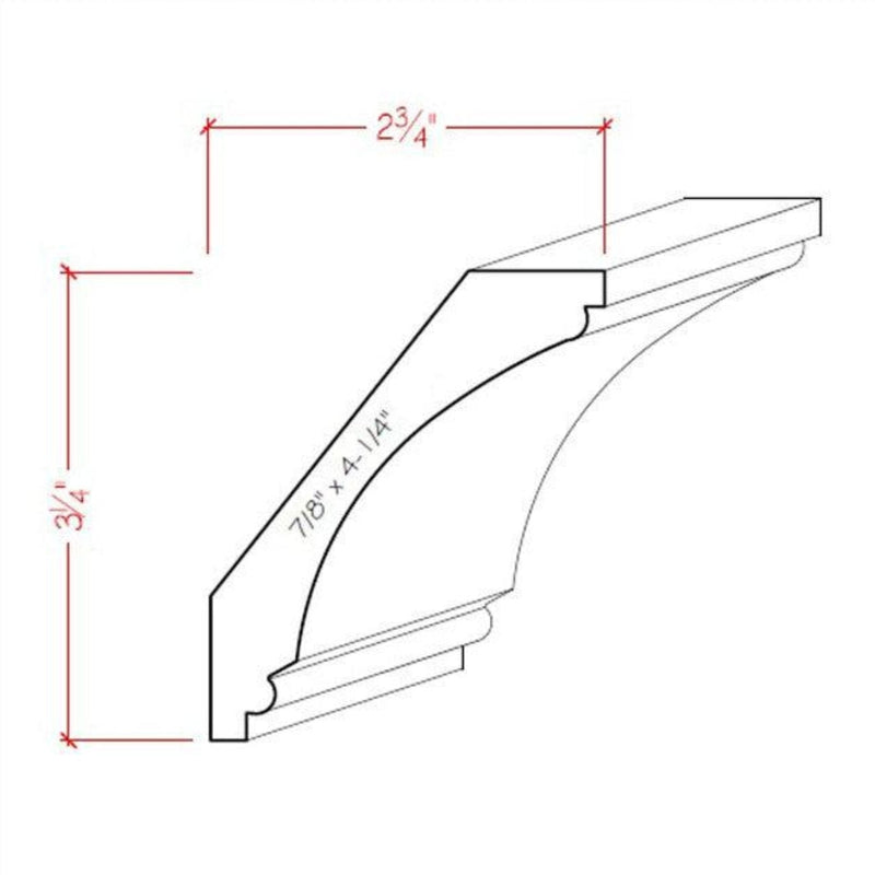 EWCR43 Cove Crown 7/8" x 4-1/4" Unfinished 3-1/4" High x 2-3/4" Deep by NewMouldings