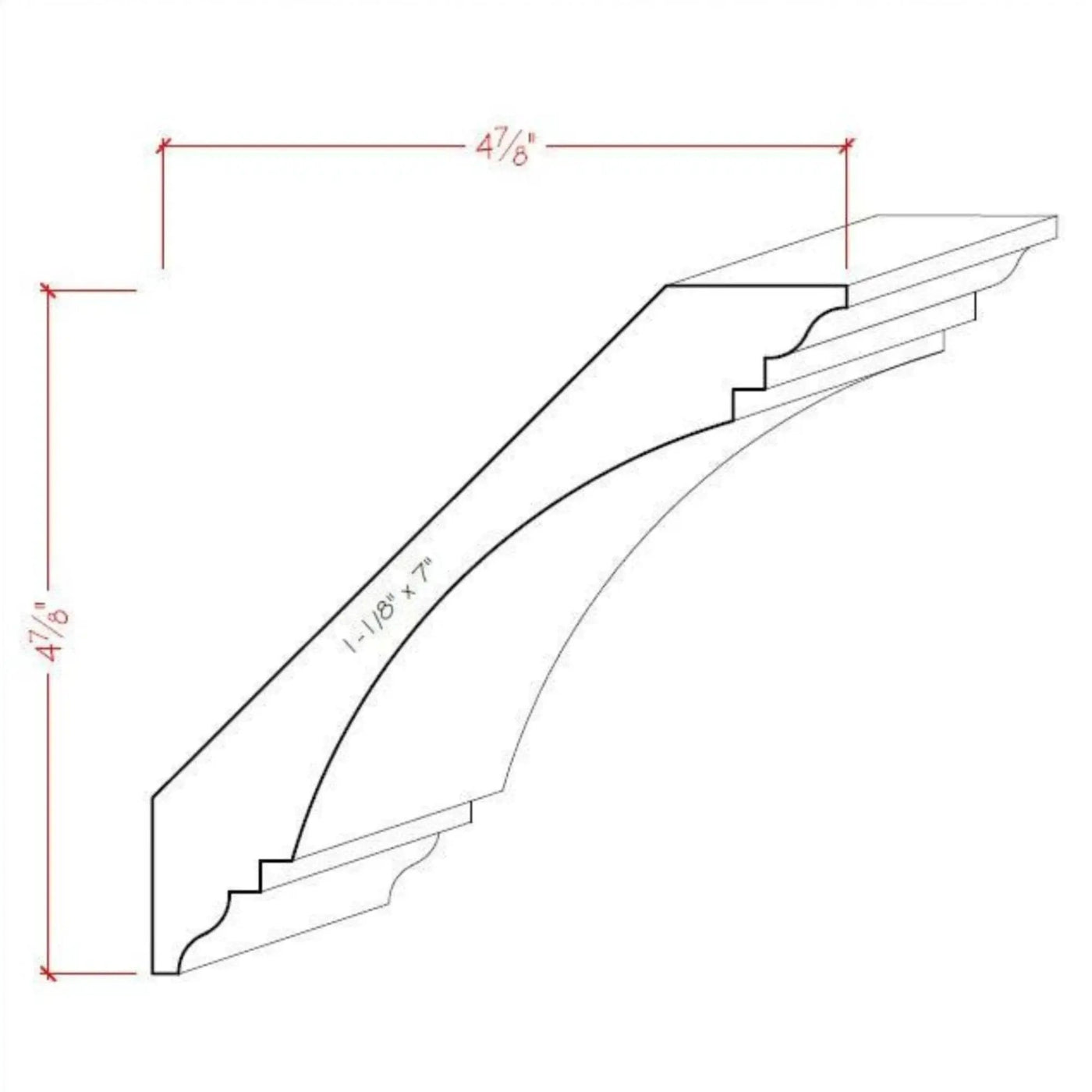 EWCR46 Cove Crown 1-1/8" x 7" Unfinished 4-7/8" High x 4-7/8" Deep by NewMouldings
