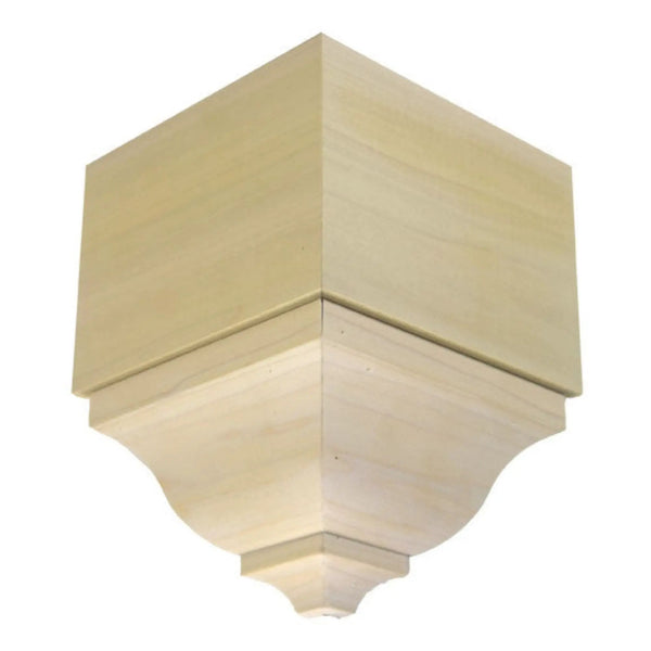 EWCR83 Crown Outside Corner Block 4-1/4" Tall x 3" deep 6" Face Unfinished