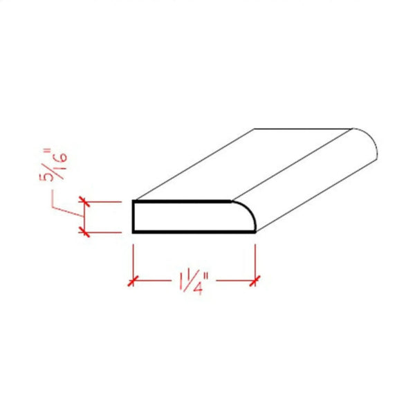 EWCS11 Kitchen Cabinet Scribe 1-1/4" Wide x 5/16" Trim. Unfinished, dimensions drawing