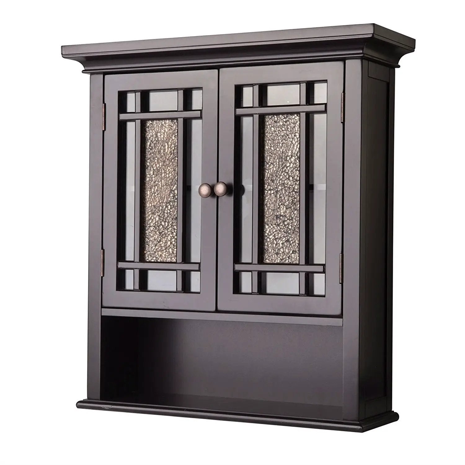 Espresso Bathroom Wall Cabinet with Amber Mosaic Glass Accents by HomePacific
