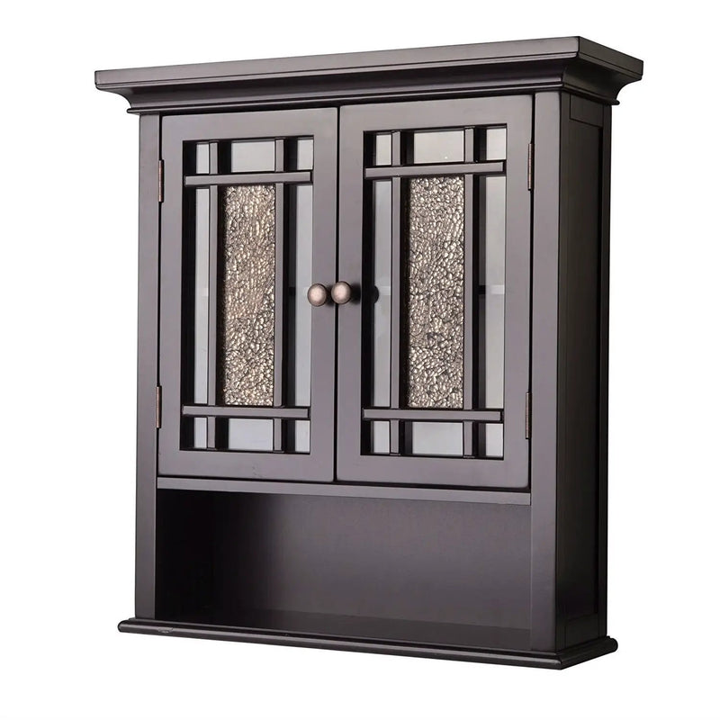 Espresso Bathroom Wall Cabinet with Amber Mosaic Glass Accents by HomePacific
