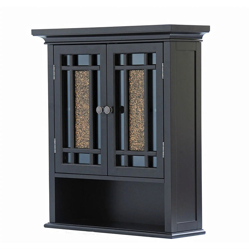 Espresso Bathroom Wall Cabinet with Amber Mosaic Glass Accents by HomePacific