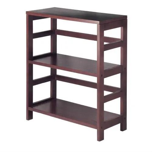 Contemporary 3-Tier Bookcase Storage Shelf in Espresso Wood Finish by HomePacific