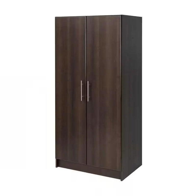 Bedroom Armoire Wardrobe Cabinet Closet with Hanging Rail in Brown Wood Finish by HomePacific