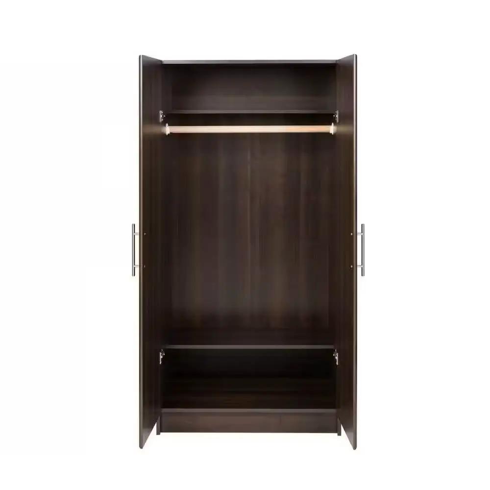 Bedroom Armoire Wardrobe Cabinet Closet with Hanging Rail in Brown Wood Finish by HomePacific