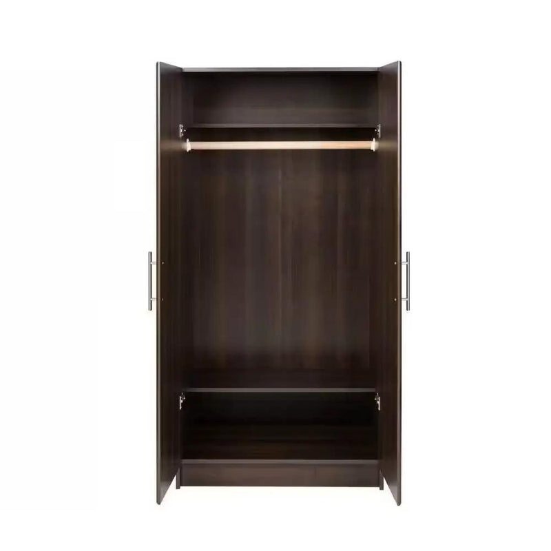 Bedroom Armoire Wardrobe Cabinet Closet with Hanging Rail in Brown Wood Finish by HomePacific