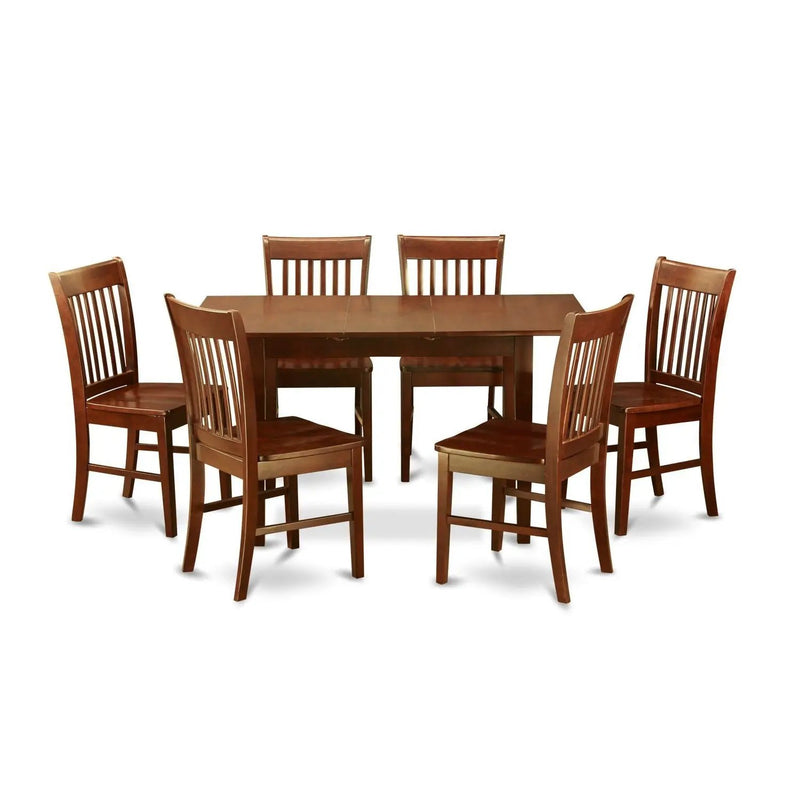 Mission Style 7-piece Dining Set in Mahogany Wood Finish by HomePacific