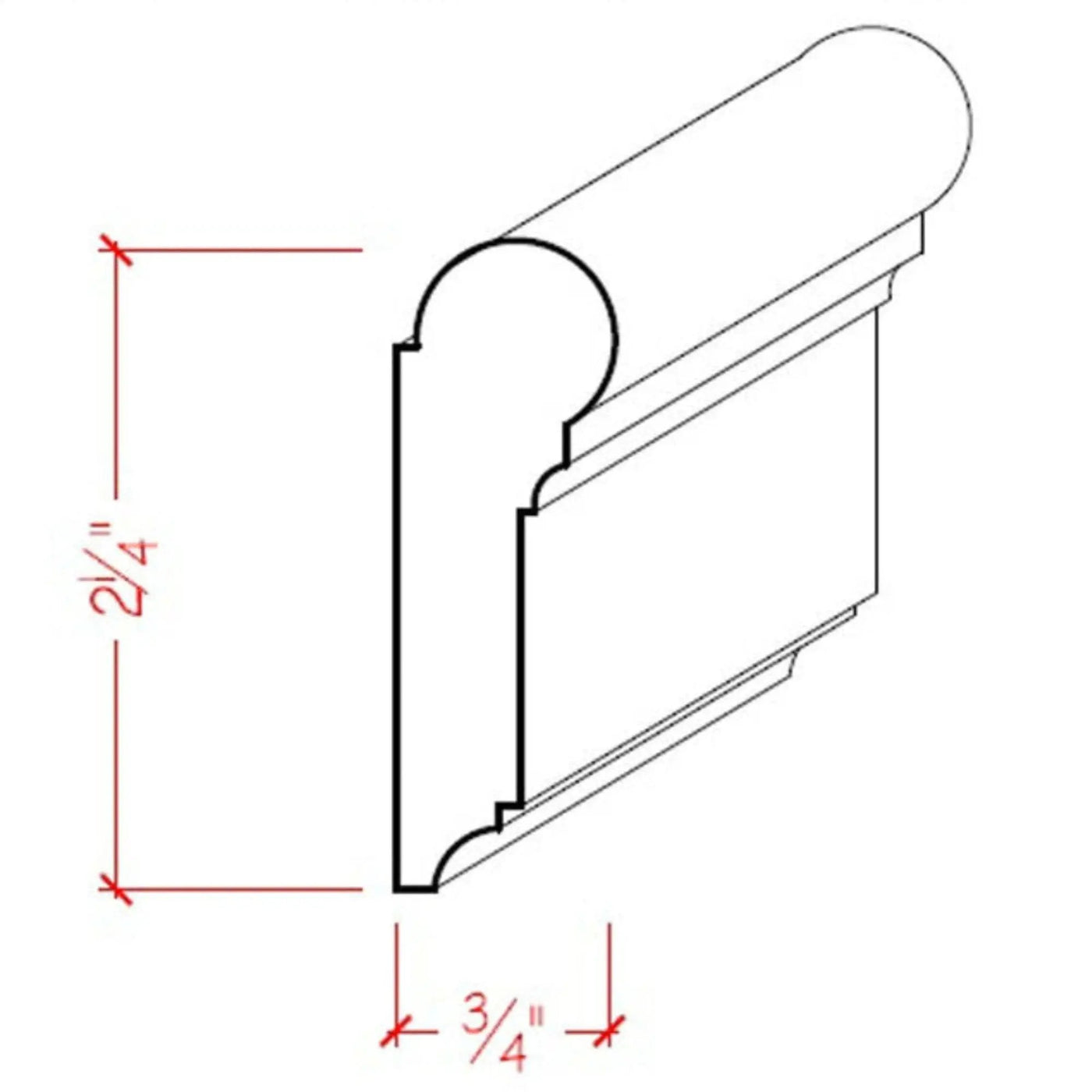 EWPC12 Picture Hanging Rail 2-1/4" Tall x 3/4" Moulding. Unfinished by NewMouldings