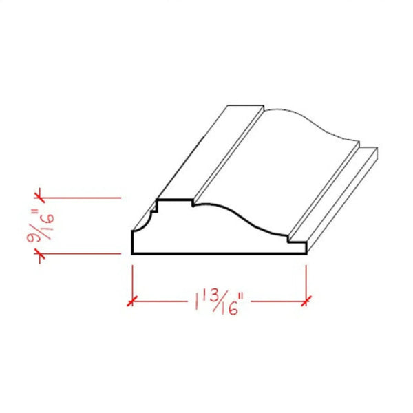 EWPM16 Panel Molding 1-13/16" wide x 9/16" Trim. Unfinished, dimensions drawing