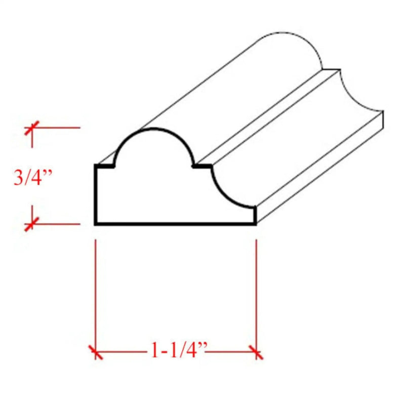 EWPM23 Nose and Cove Panel Molding 1-1/4" wide x 3/4" Trim. Unfinished by NewMouldings