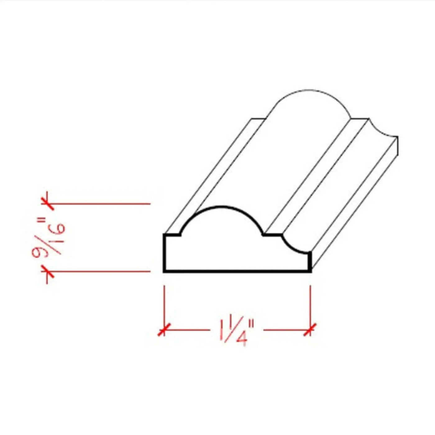 EWPM33 Nose & Cove Panel Molding 1-1/4" wide x 9/16" Trim. Unfinished by NewMouldings