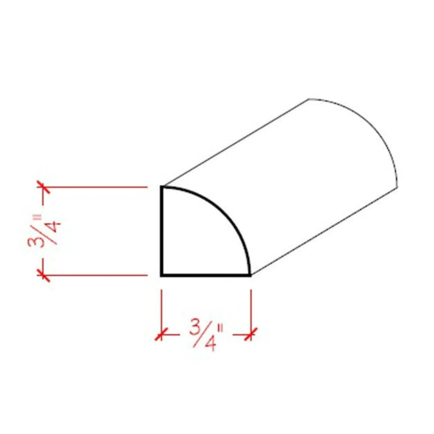 EWQR12 Quarter Round 3/4" x 3/4" Moulding Trim. Unfinished by NewMouldings