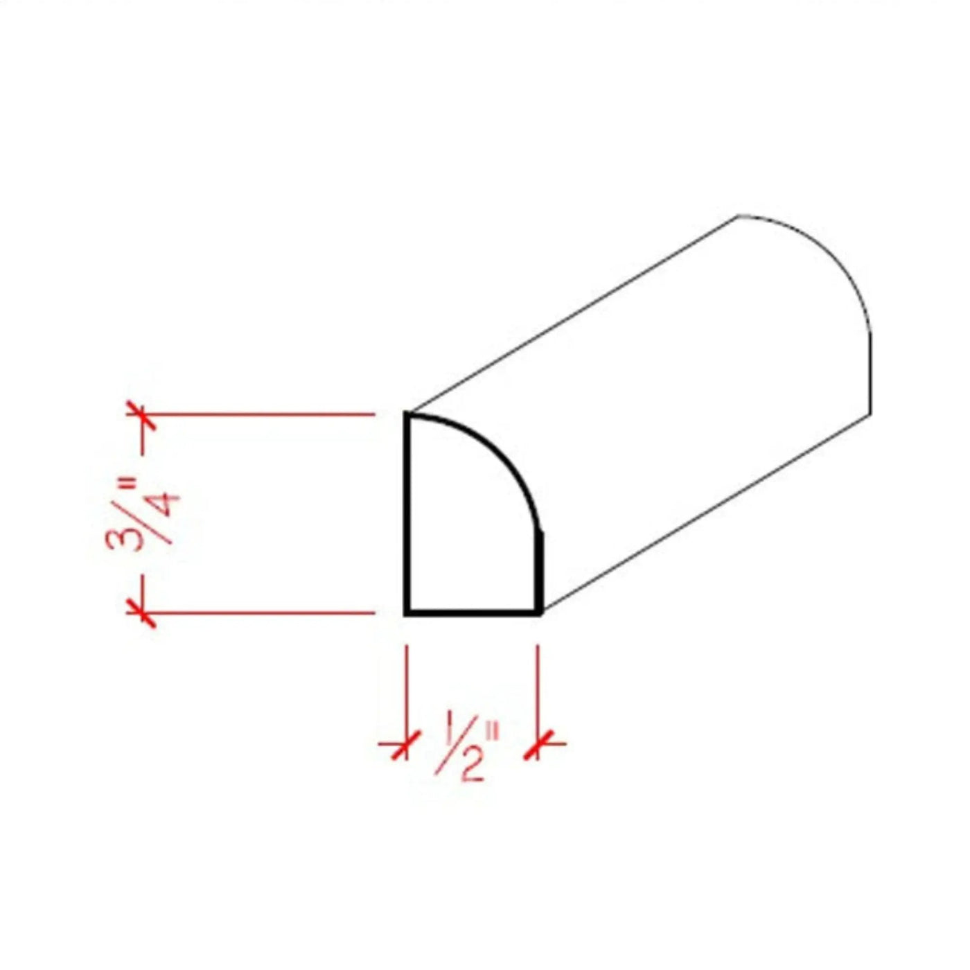 EWQR13 Quarter Round 1/2" x 3/4" Moulding Trim. Unfinished by NewMouldings