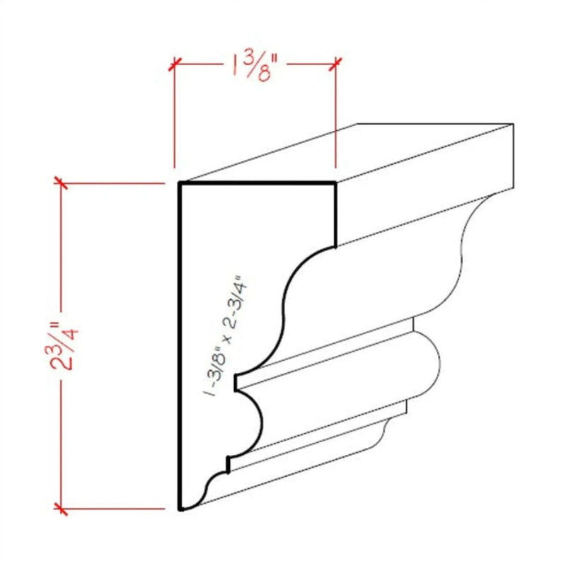 EWSC13 Solid Crown 2-3/4" High x 1-3/8" Deep Moulding. Unfinished by NewMouldings