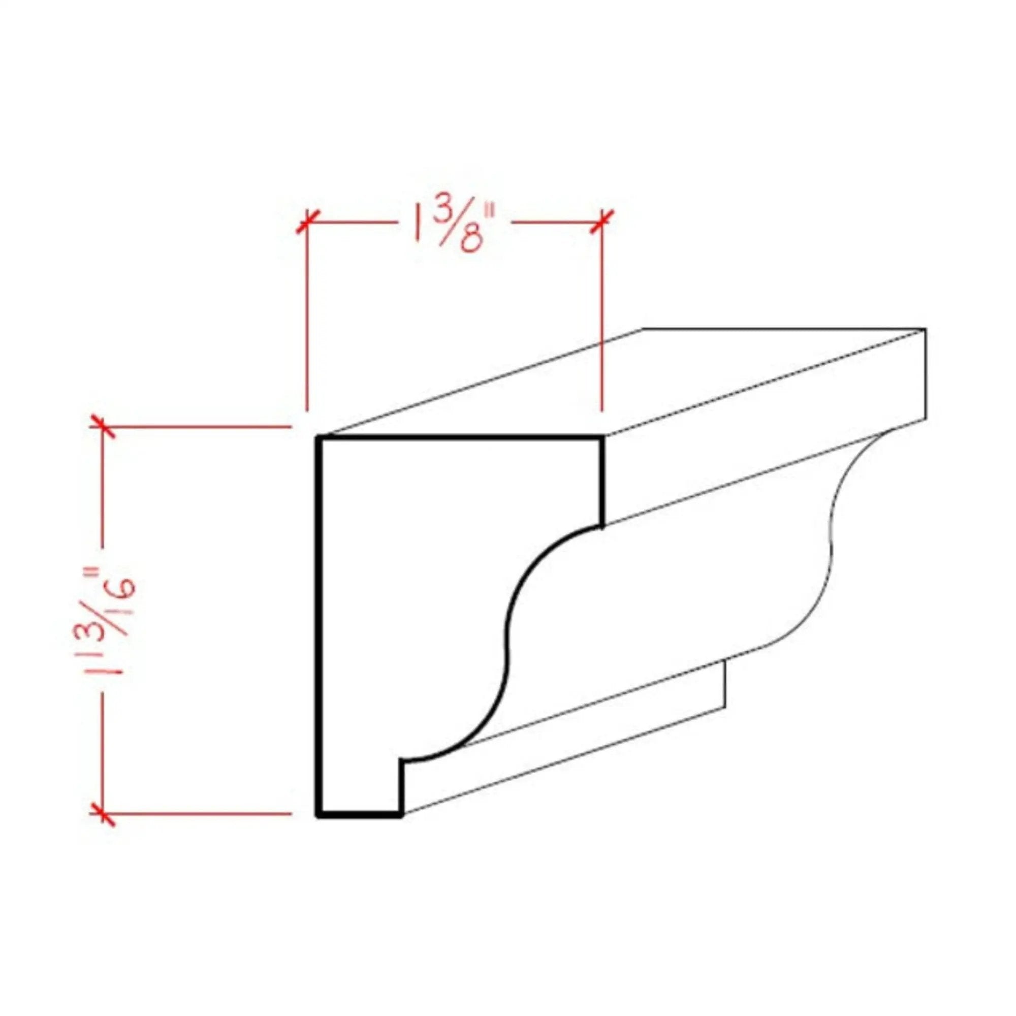 EWSC15 Solid Crown 1-3/4" High x 1-3/8" Deep Moulding. Unfinished by NewMouldings