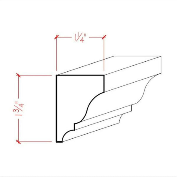 EWSC18 Solid Crown 1-3/4" High x 1-1/4" Deep Moulding. Unfinished, dimensions drawing