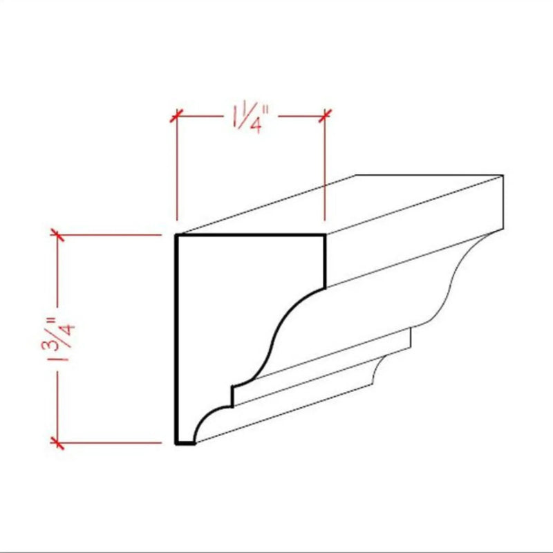 EWSC18 Solid Crown 1-3/4" High x 1-1/4" Deep Moulding. Unfinished by NewMouldings
