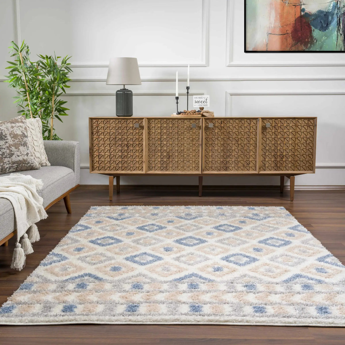 Eivin Pink & Blue Area Rug - Clearance, installed in a room 5