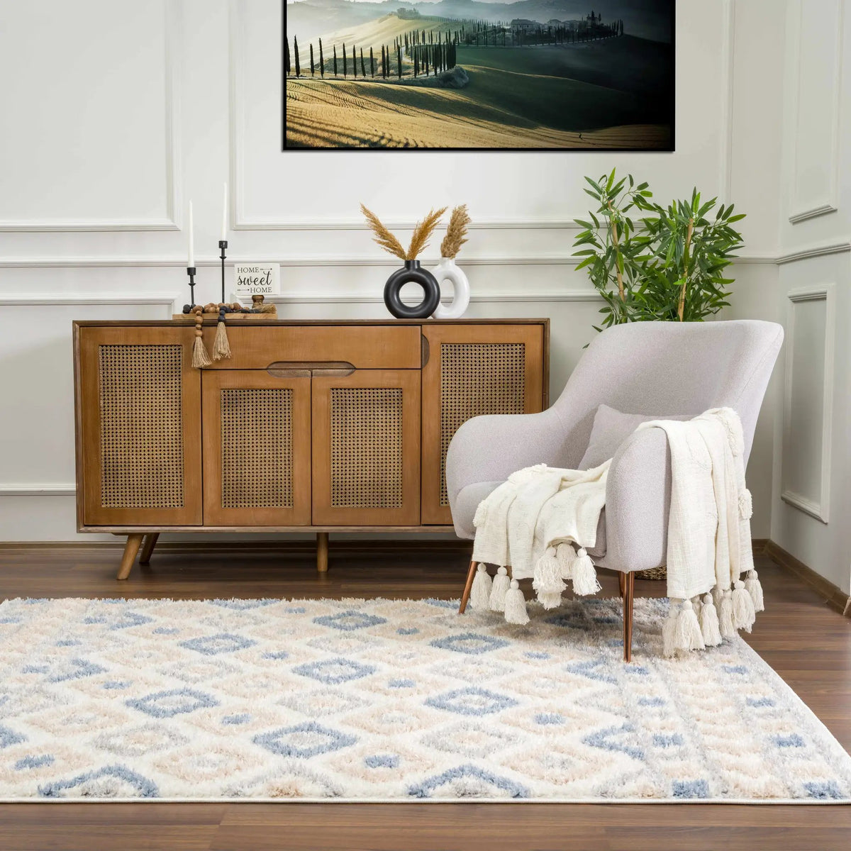 Eivin Pink & Blue Area Rug - Clearance, installed in a room 8