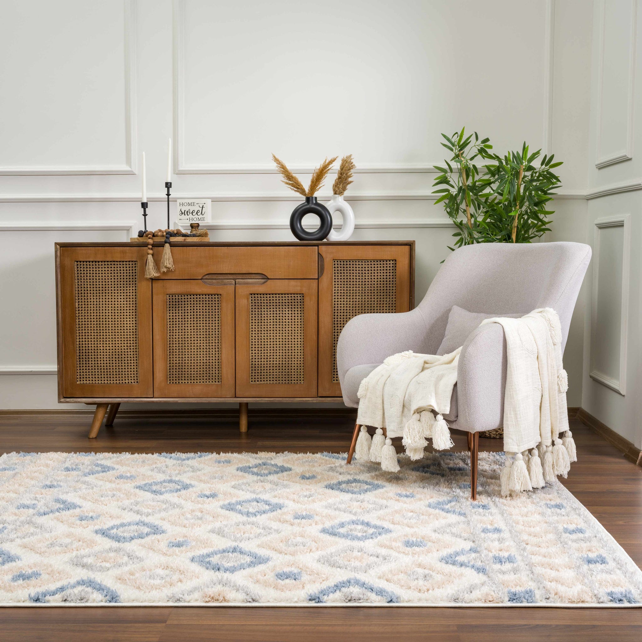 Eivin Pink & Blue Area Rug - Clearance by Boutique Rugs
