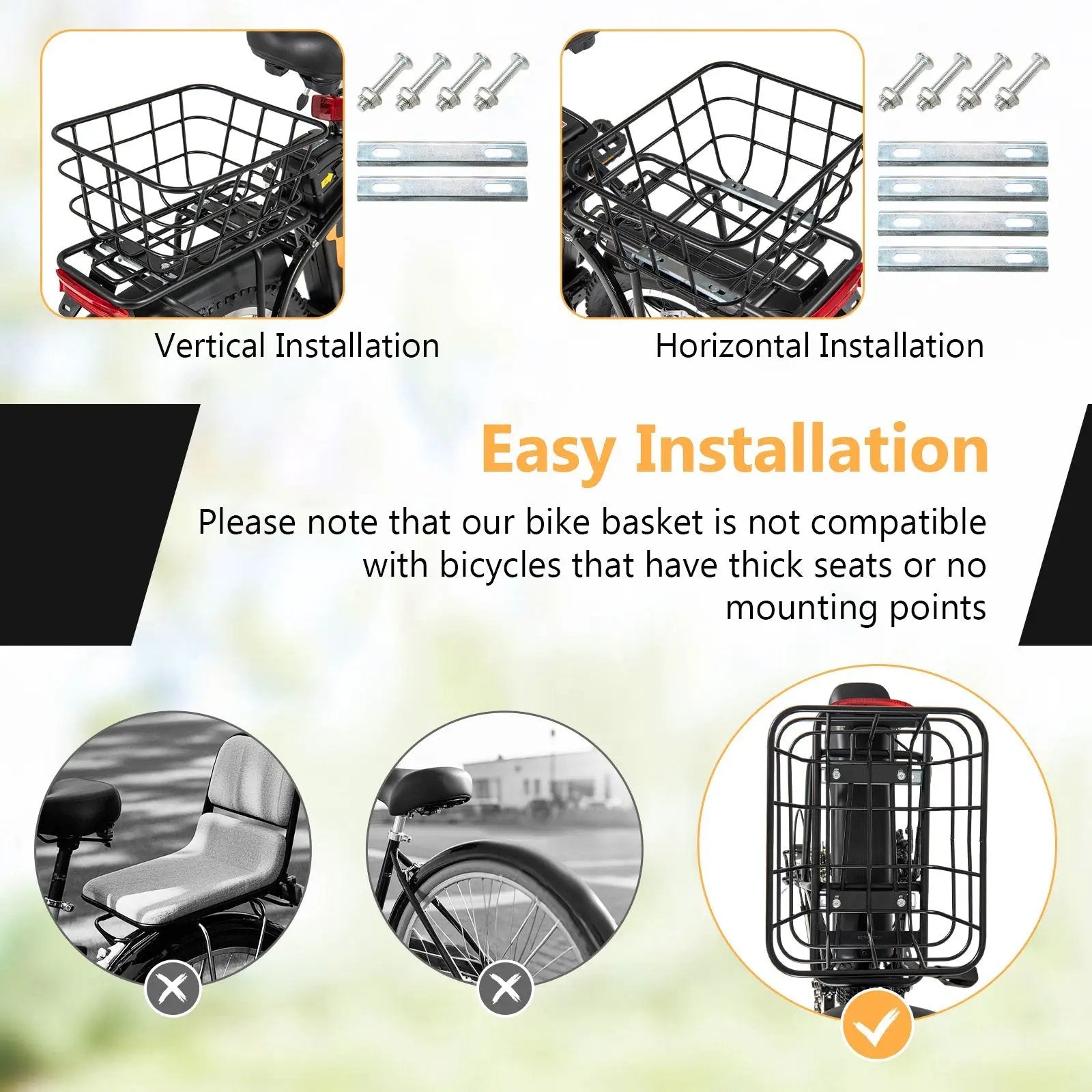 Electric Bike Rear Basket Heavy Duty Metal Rear Bike Basket by DirectDeals