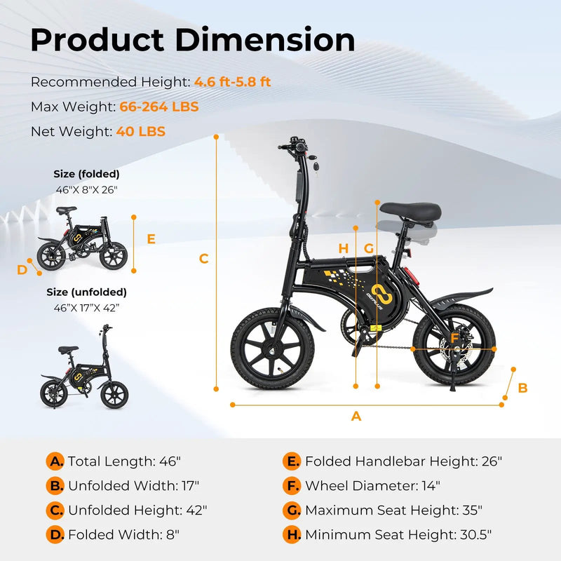 Electric Bike for Adults Folding Electric Bicycle with 350W Motor and 36V Battery by DirectDeals