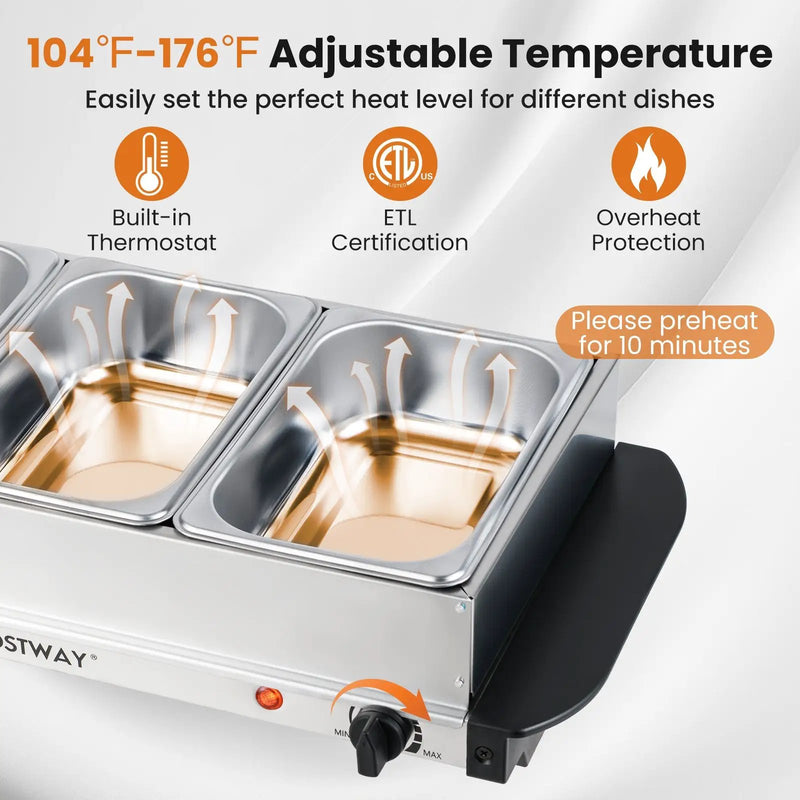 Electric Buffet Server Food Warmer with 3 Removable Trays by DirectDeals