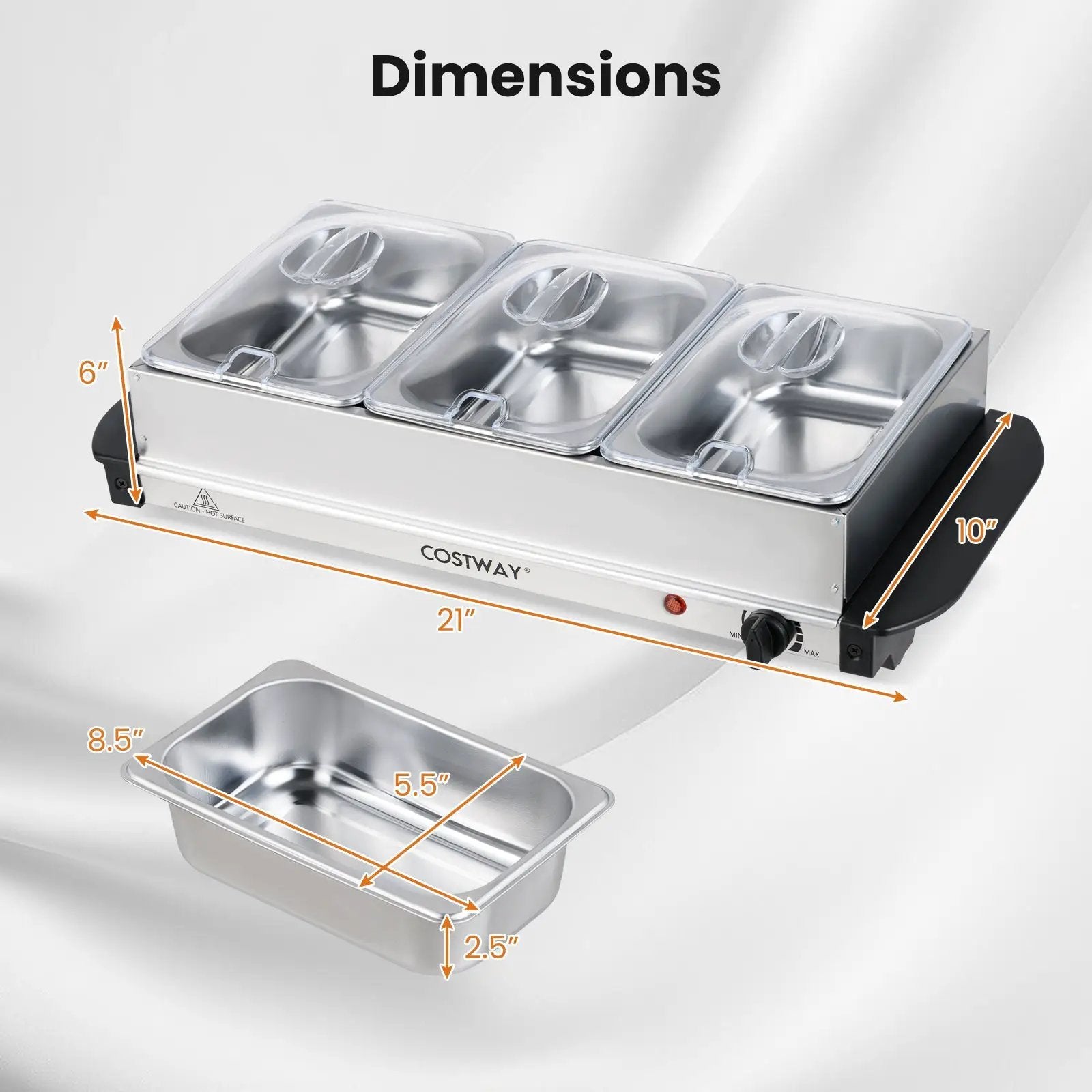 Electric Buffet Server Food Warmer with 3 Removable Trays by DirectDeals