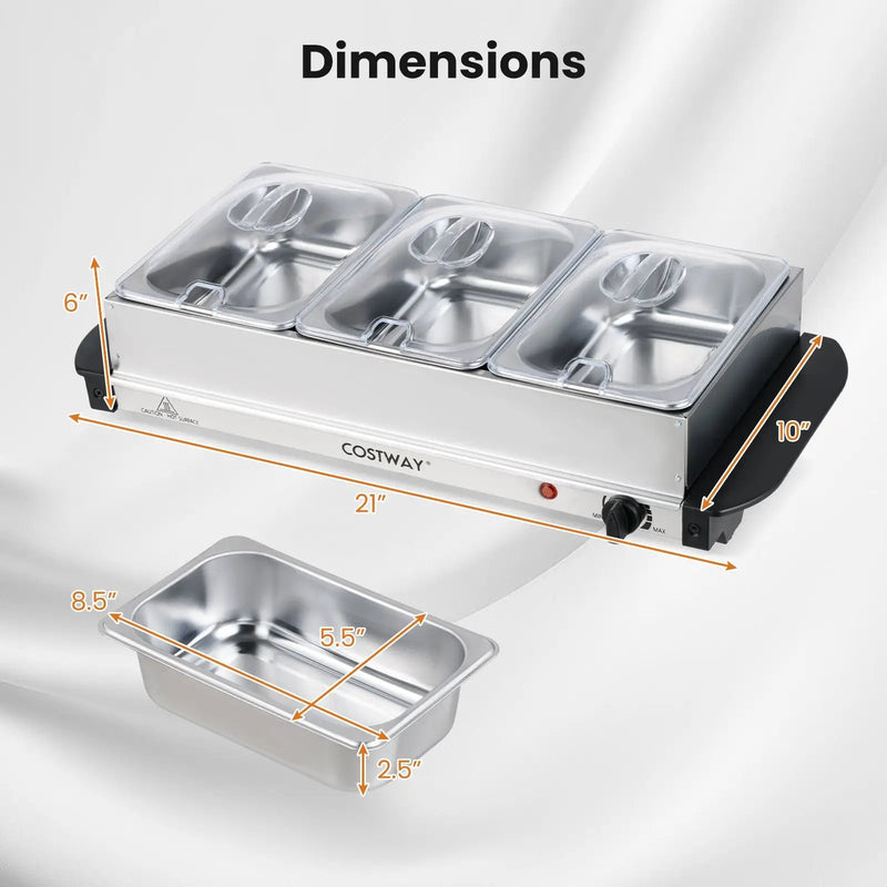 Electric Buffet Server Food Warmer with 3 Removable Trays by DirectDeals