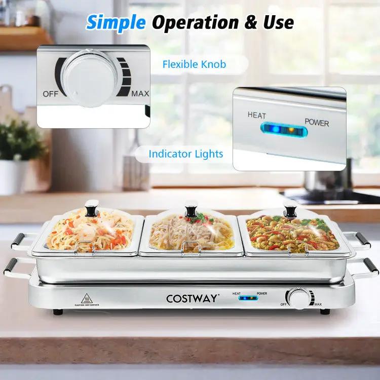 2 in 1 Electric Warming Tray with Temperature Control by DirectDeals