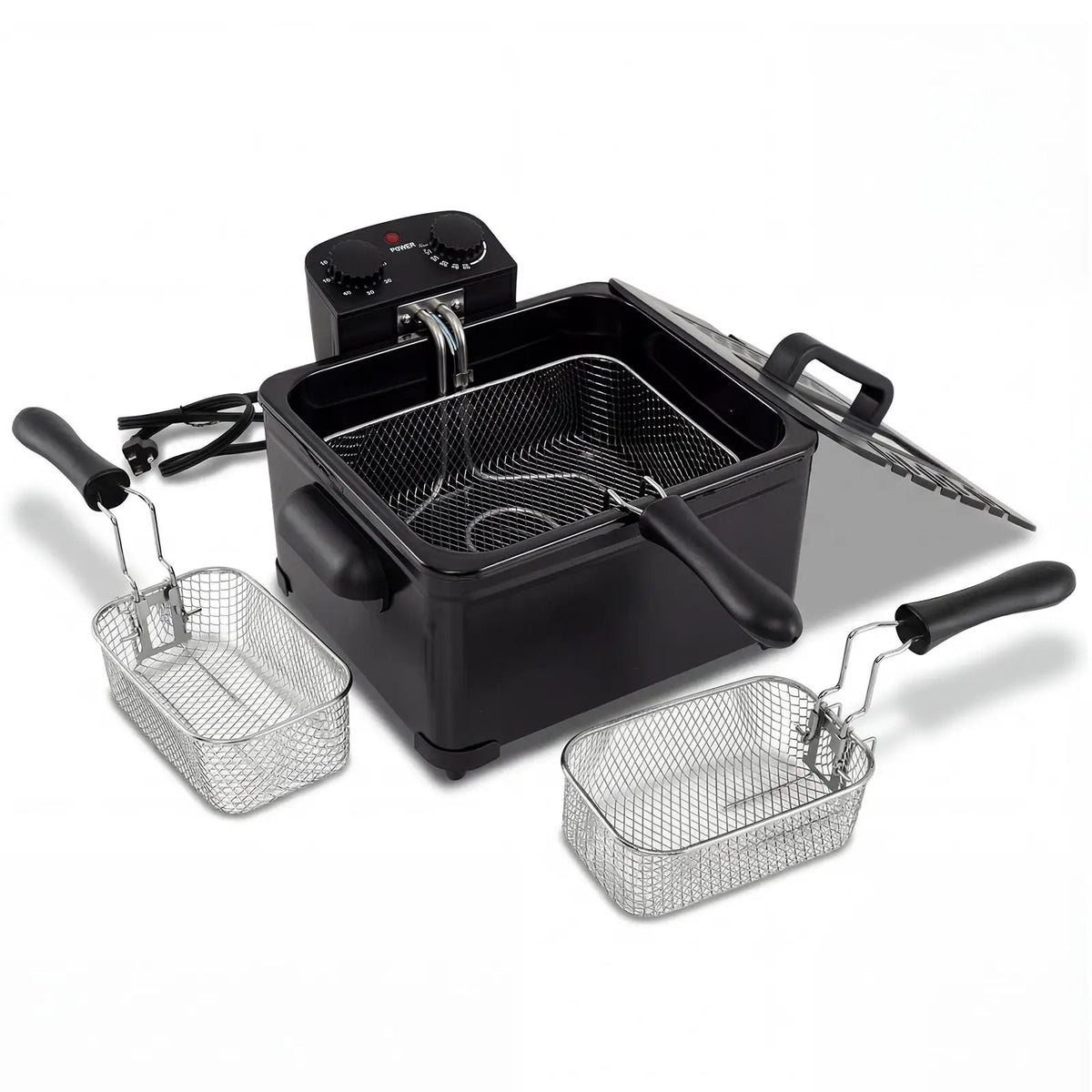 Electric Deep Fryer 5.3QT/21-Cup Stainless Steel 1700W with Triple Basket by DirectDeals