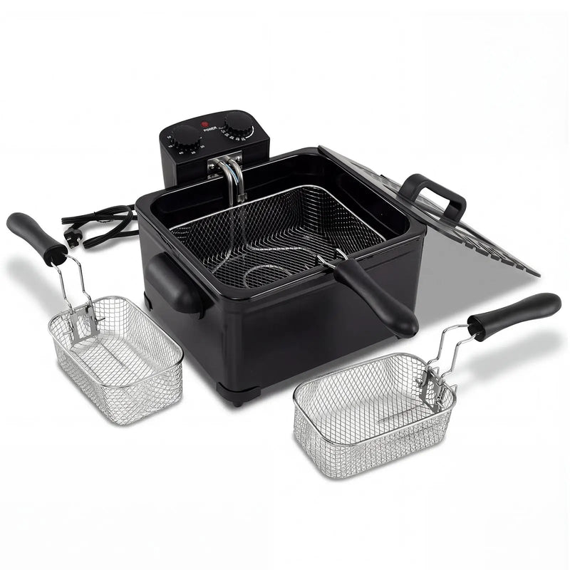 Electric Deep Fryer 5.3QT/21-Cup Stainless Steel 1700W with Triple Basket by DirectDeals
