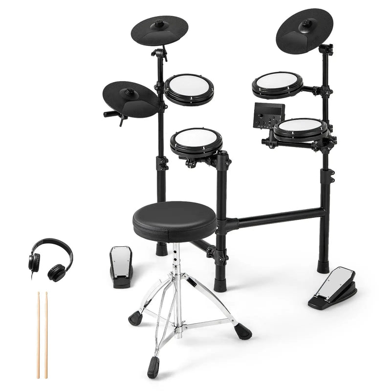 Electric Drum Set Foldable Drum Kit with 10 Demos and USB MIDI and 2 Drumsticks by DirectDeals