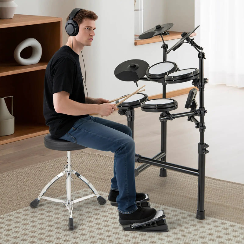 Electric Drum Set Foldable Drum Kit with 10 Demos and USB MIDI and 2 Drumsticks by DirectDeals
